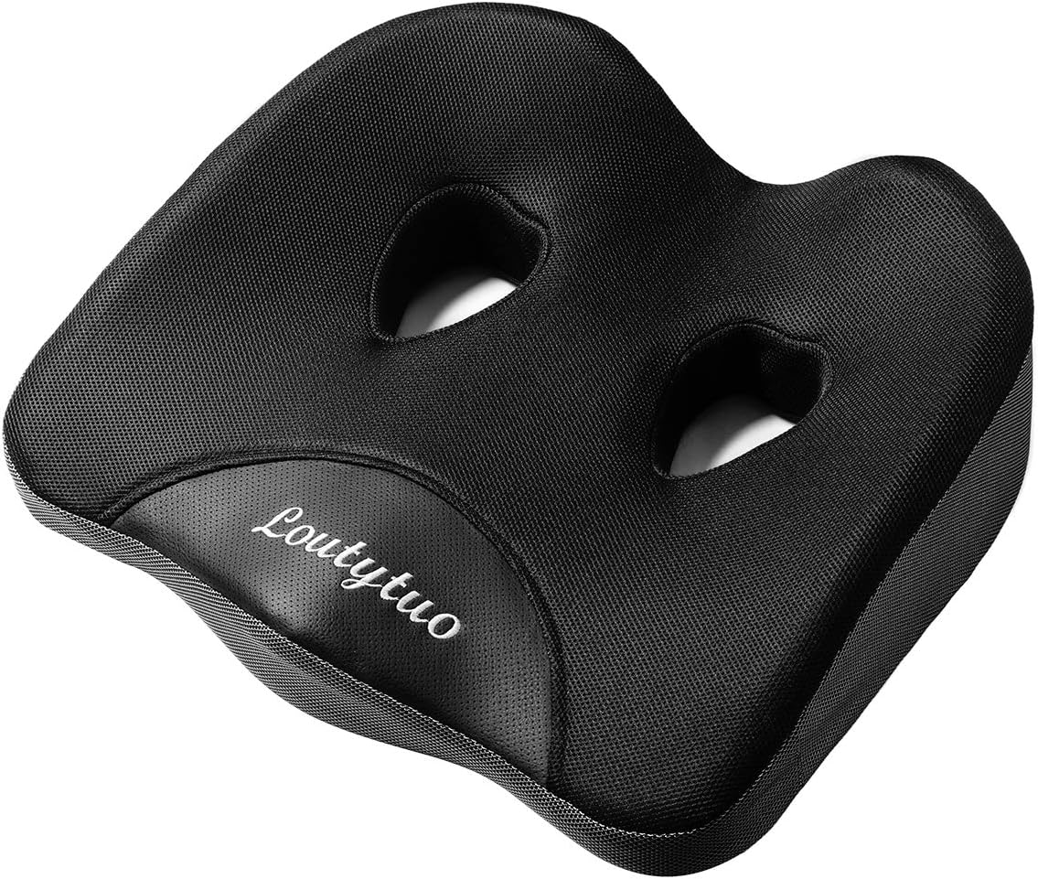 Loutytuo Seat Cushion Pillow,100% Memory Foam and Washable Cover,for Office Chair,Car Seat and Wheelchair,Tailbone & Sciatica & Back Pain Relief (Gray)