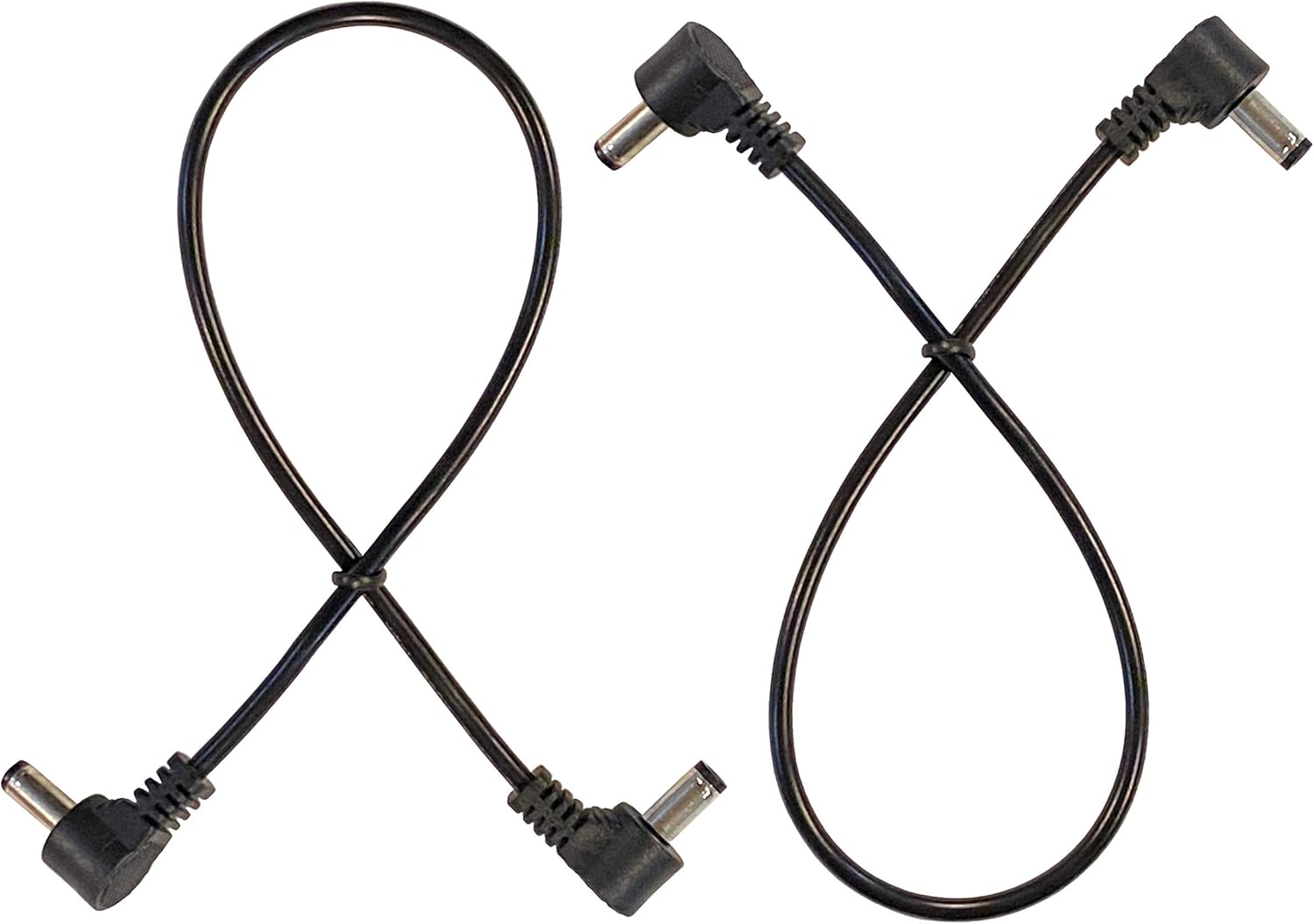 2 Pack of 1 Foot Right Angle DC Power 5.5mm x 2.1mm Patch Cables Wire Male to Male Patch Cables