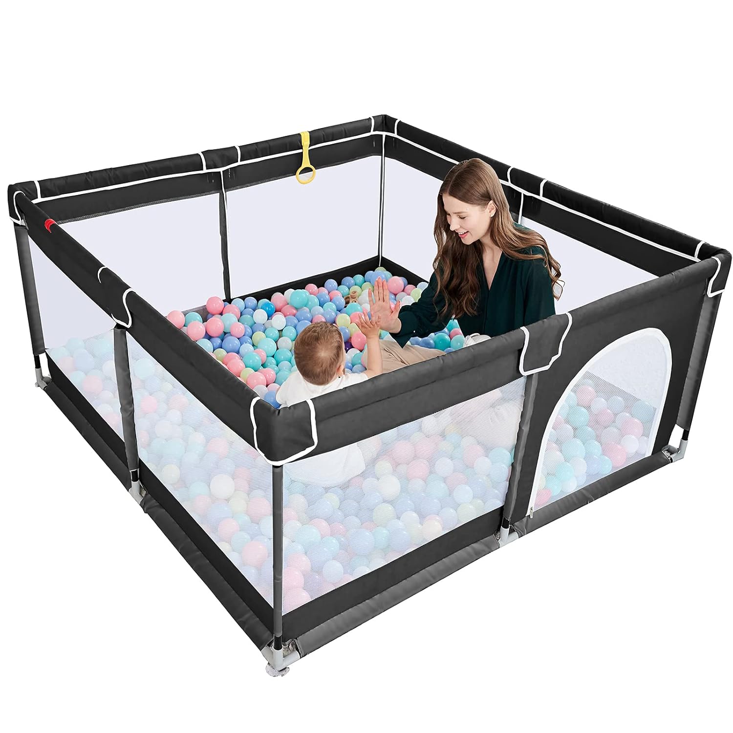 TODALE Baby Playpen for Toddler, Large Baby Play Yard,Prevent Climbing Safe and No Gaps Playpen for Babies,Baby Gate Playpen(Black,50&rdquo;&times;50&rdquo;)