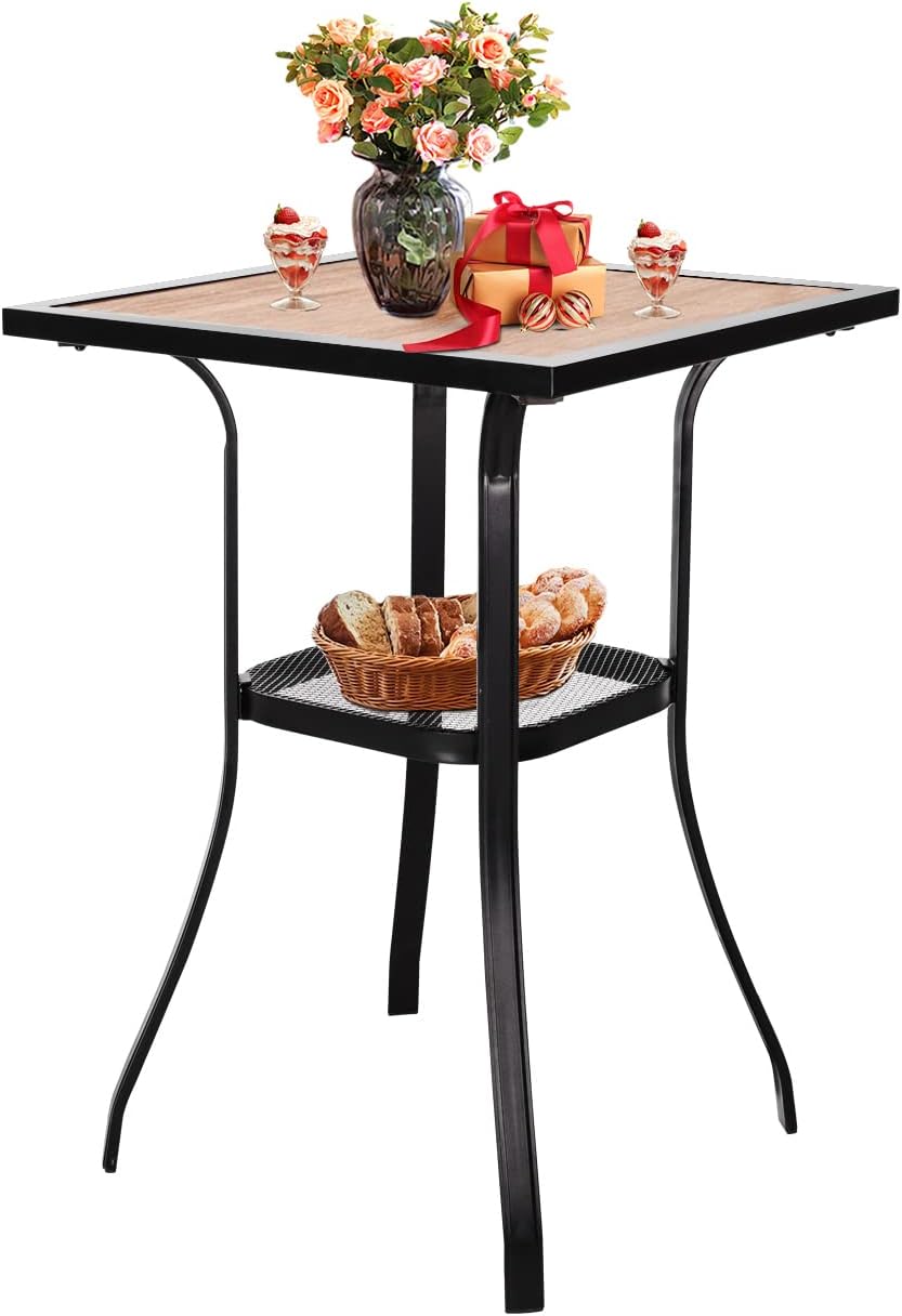 Outdoor Patio Dining Table for 6, Rectangle Bistro Dining Table All Weather Metal Table Top with 1.57