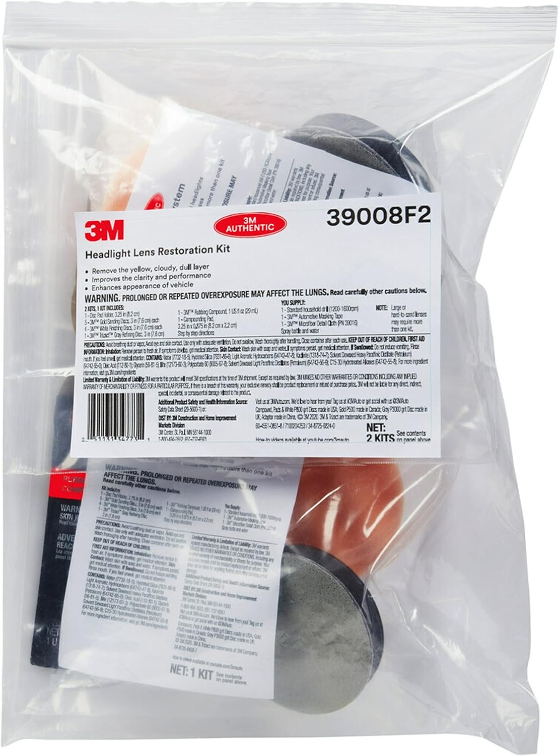 3M Headlight Restoration Kit, 2-Pack, Easy Heavy Duty Car Headlight Restoration System