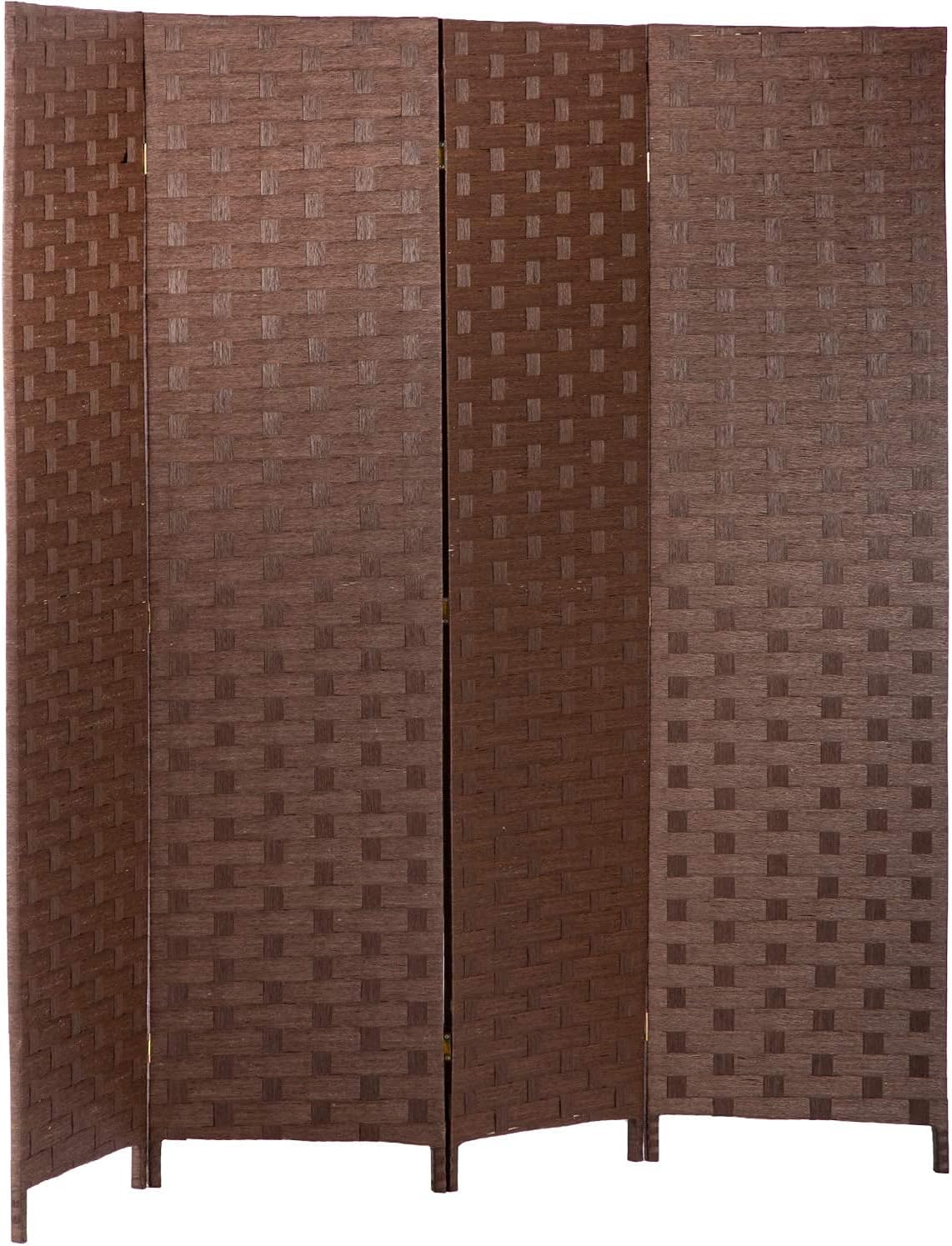 Room Dividers and Folding Privacy Screens 4 Panel 6 Ft Foldable Portable Room Seperating Divider Handwork Wood Mesh Woven Design Room Divider Wall Room Partitions and Dividers Freestanding ,Black Pack of 2