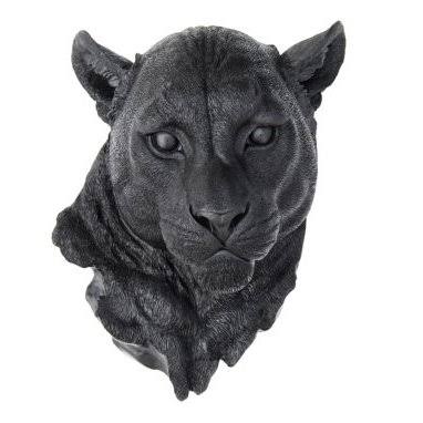 Near and Deer Lion Head Faux Taxidermy Wall D Cor; Black