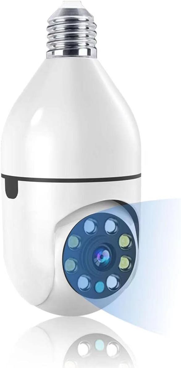 Light Bulb Camera, 360 Degree Panoramic Wireless Security IP Camera, HD 1080P WiFi Camera, with Night Vision IR Motion Detection Night Vision Two-Way Communication, for Baby/Elder/Pet Pack of 2