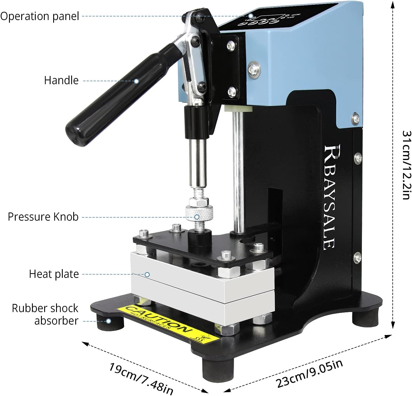 Heat Press Machine, RBAYSALE Portable Heating Press Machine with 2.3 x 5.1inch Dual Heating Plates