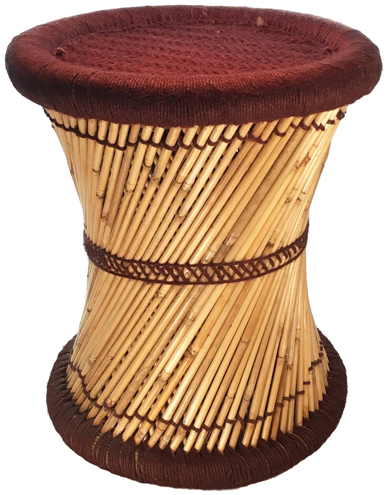 Natural Geo Moray Decorative Jute Accent Stool (Set of 2), Brown