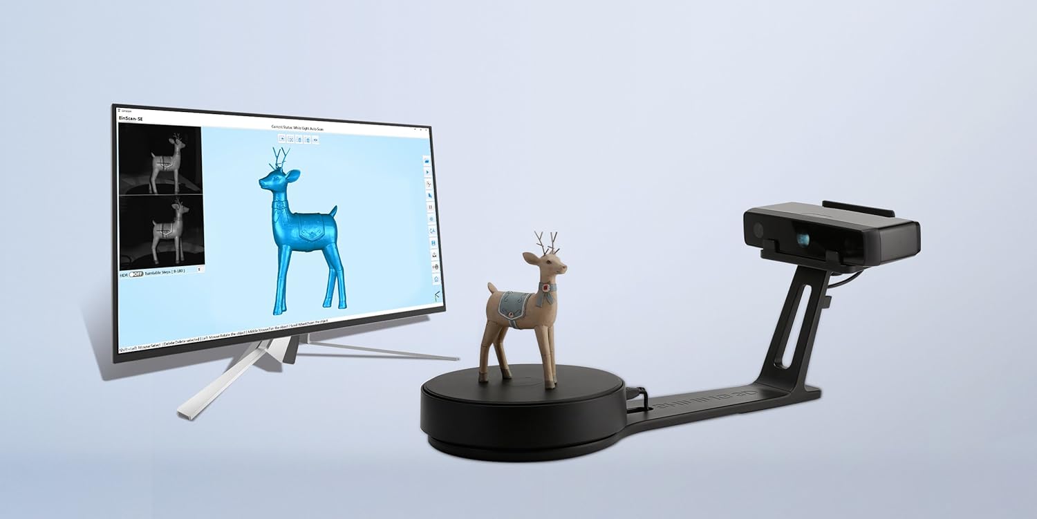 2022 EinScan SE Desktop 3D Scanner,700mm Cubic Max Scan Volume,0.1 mm Accuracy,8s Scan Speed,Fixed/Auto Scan Mode,Budget with Professional Grade Quality