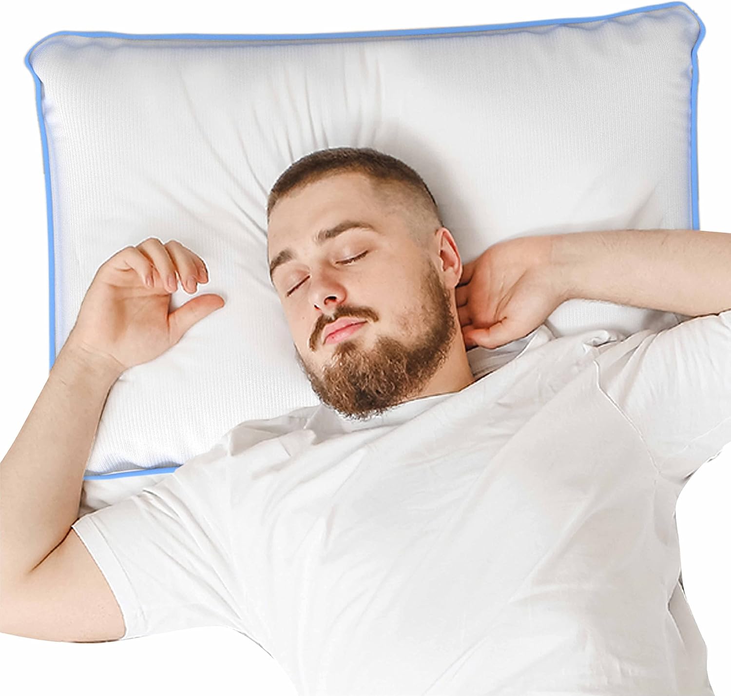 SINOMAX Hybrid Memory Foam Pillow | Ergonomic Medium Firm Pillow for Side and Back Sleepers | with Breathable Hypoallergenic Pillowcase | 24 x 16 inches