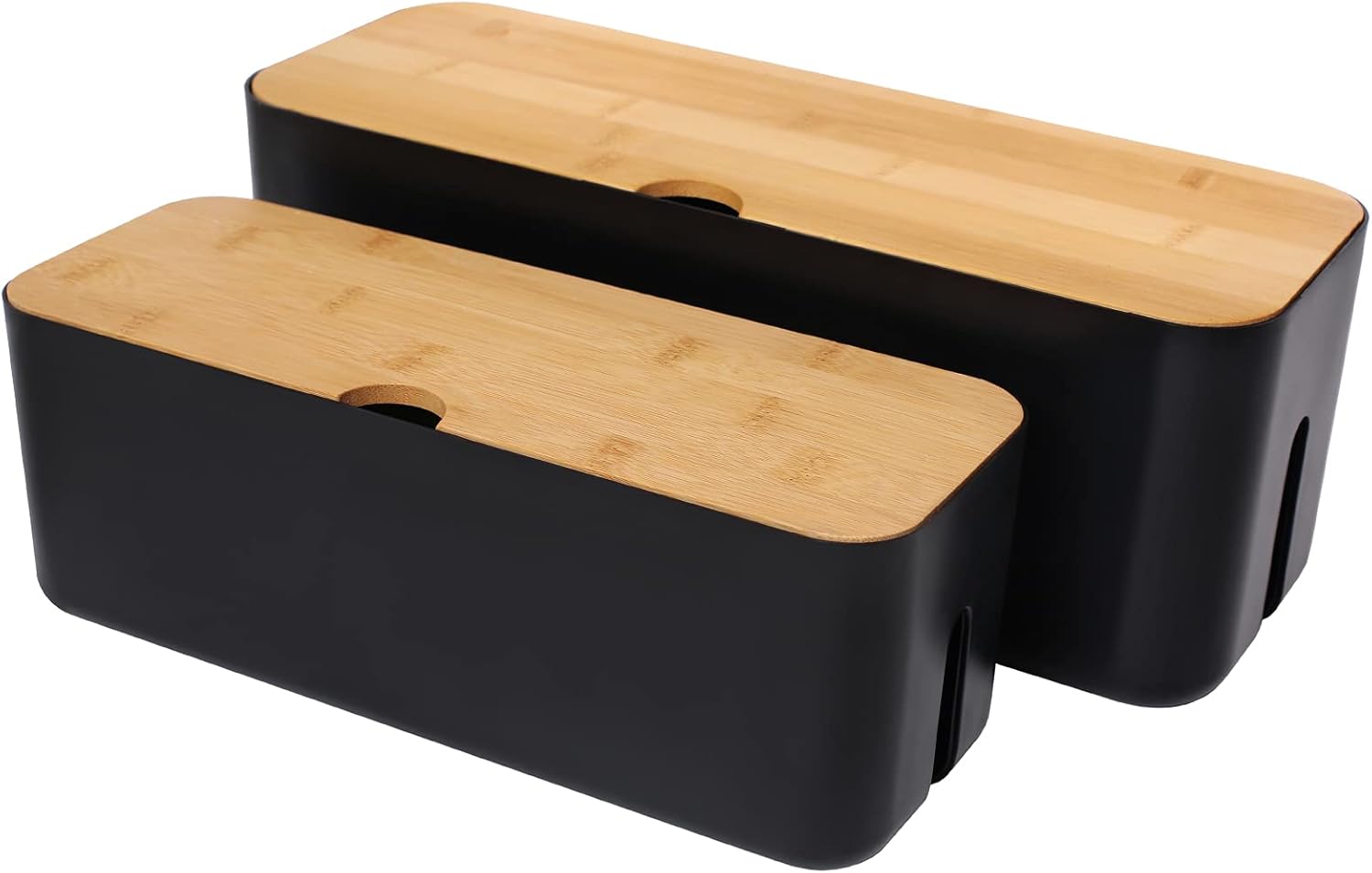 Changsuo Wall Mount Cable Management Box Medium Cable Organizer Box for Extension Cord Power Stripe Surge Protector Wire Management Concealer Organizer Cover Hider for Desktop (Medium, White) Pack of 2