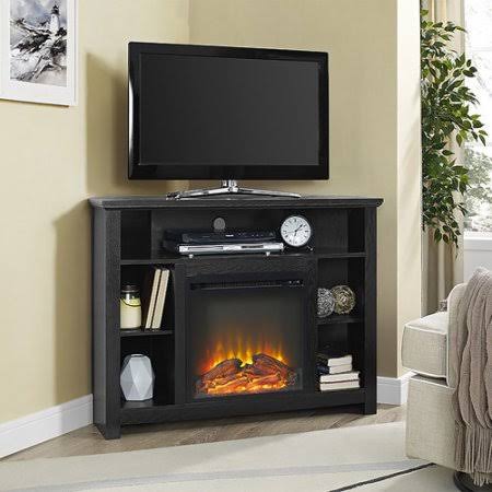 Darby Home Co Senecaville Corner 44&& TV Stand with Fireplace, Black