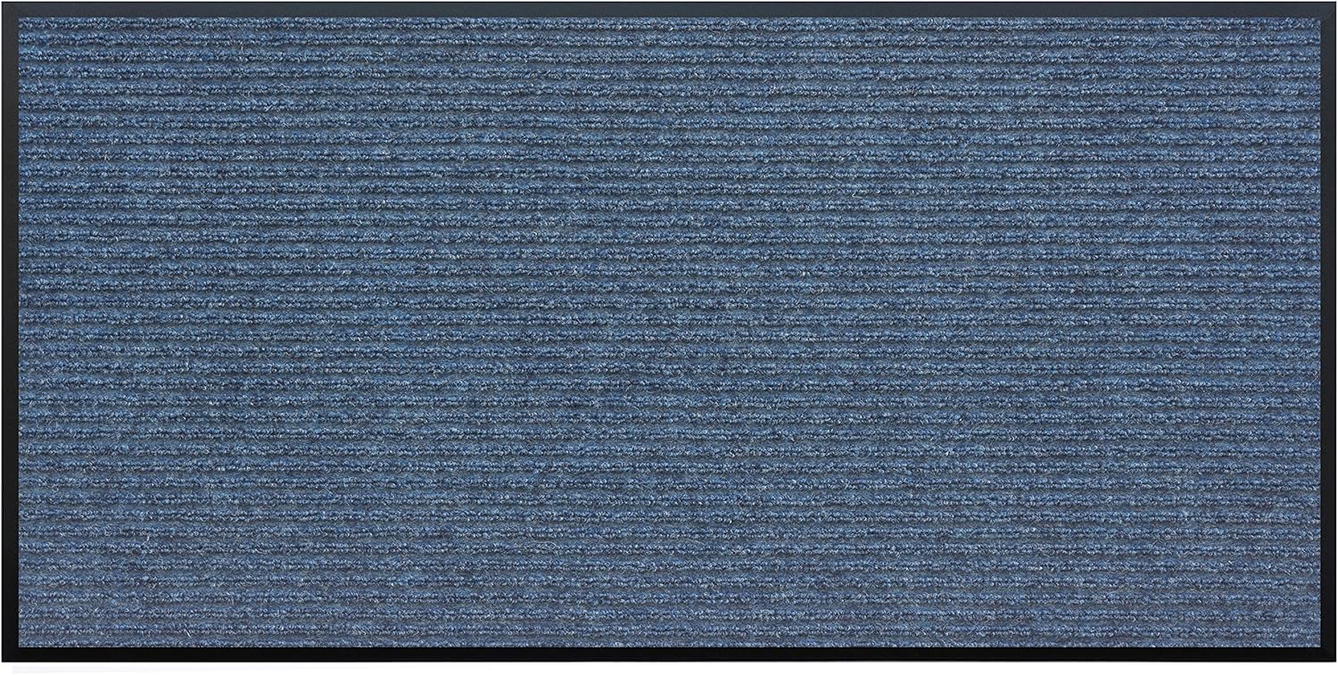 Home & More 103910306 Majestic Grid Indoor/Outdoor Vinyl Backed Commercial Mat, Blue 3' x 6'