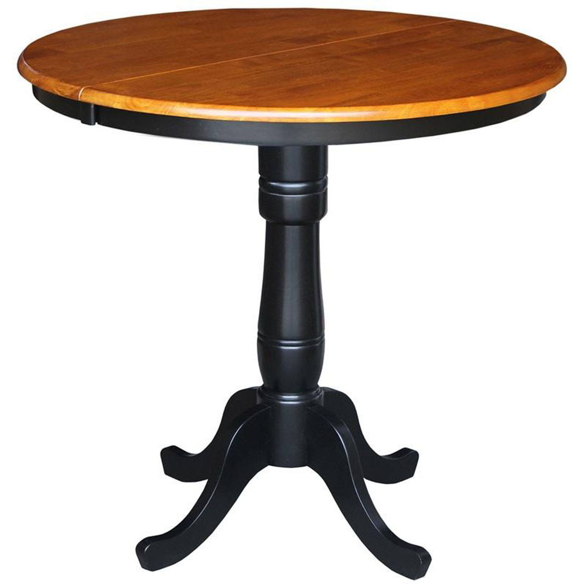 International Concepts 36x22 Round Top Pedestal Table with 12x22 Leaf, Black/Cherry (36x22 Height)