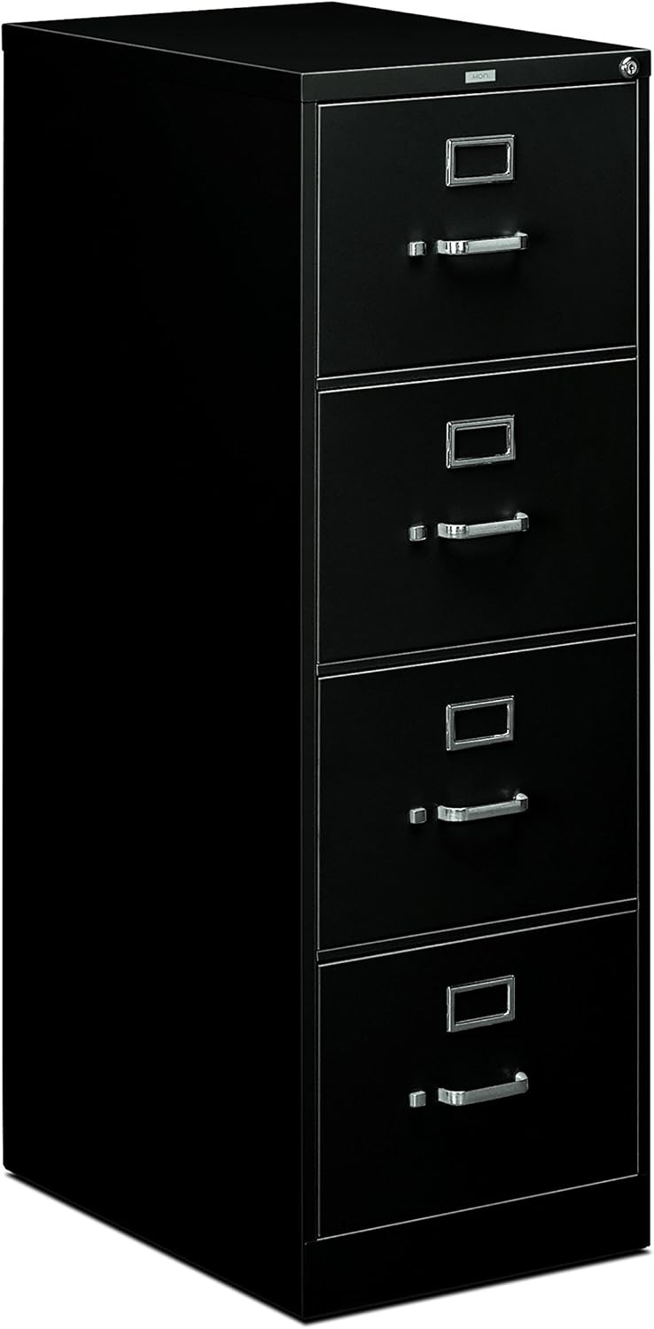 HON 4-Drawer Legal File - Full-Suspension Filing Cabinet with Lock, 52 by 25-Inch Black (H514)