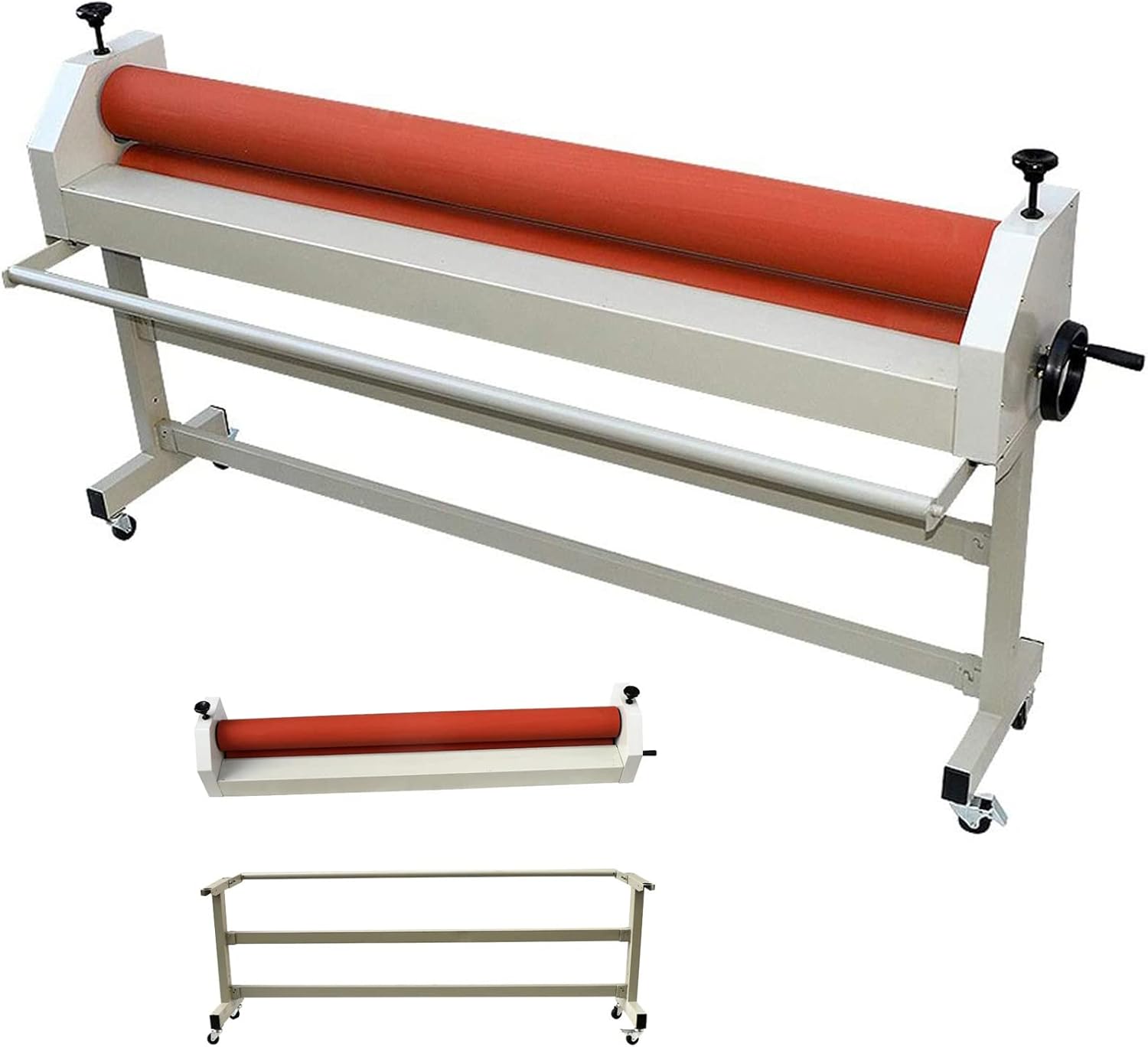 PreAsion Cold Laminator Machine Manual Vinyl Photo Film Cold Laminator Hand Crank Pressure Cold Roll Laminator with Maximum Laminating Width 63 Inch and Thickness 1 Inch for Home Office School