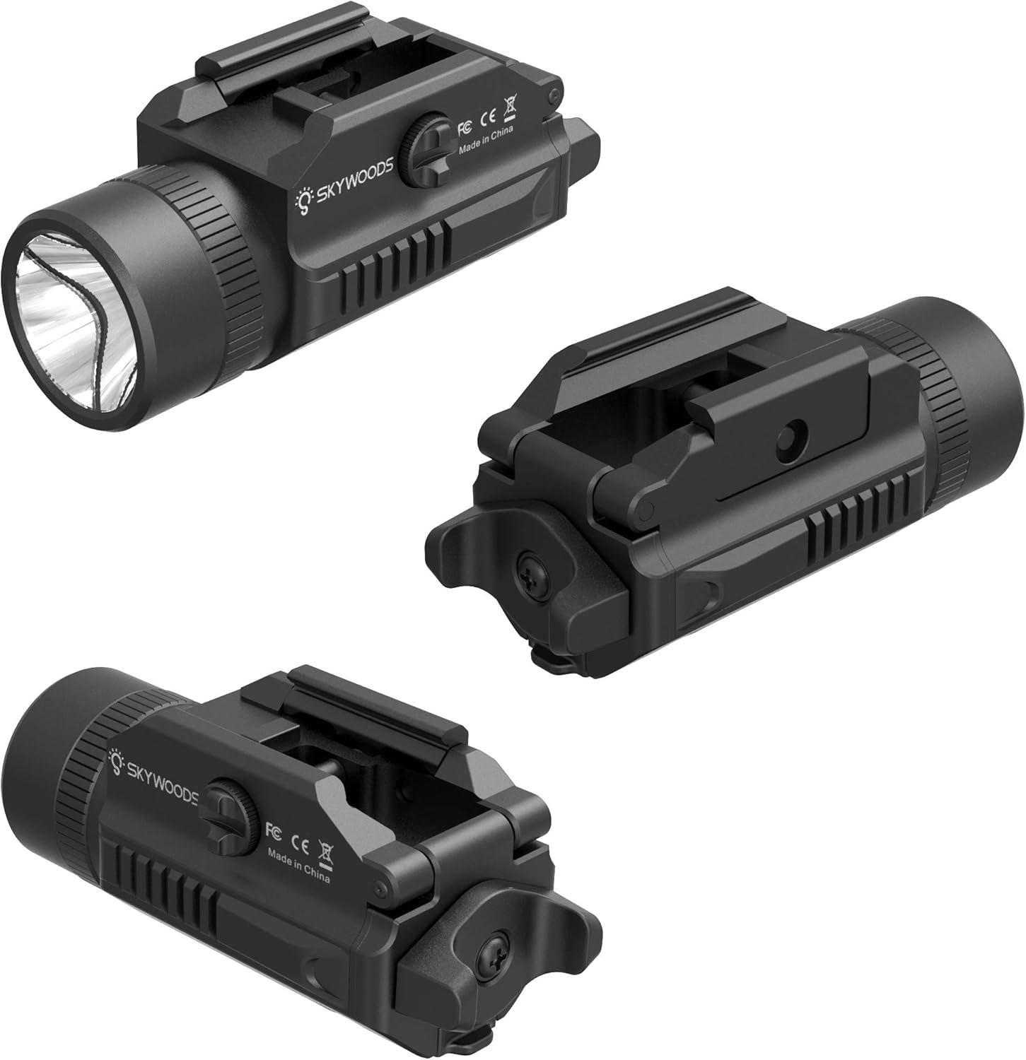 SKYWOODS 1200 Lumen Compact Pistol Weapon Light for Picatinny MIL-STD-1913 and Glock Pistol Weapon Lights with 2 x CR123A Batteries Pack of 2
