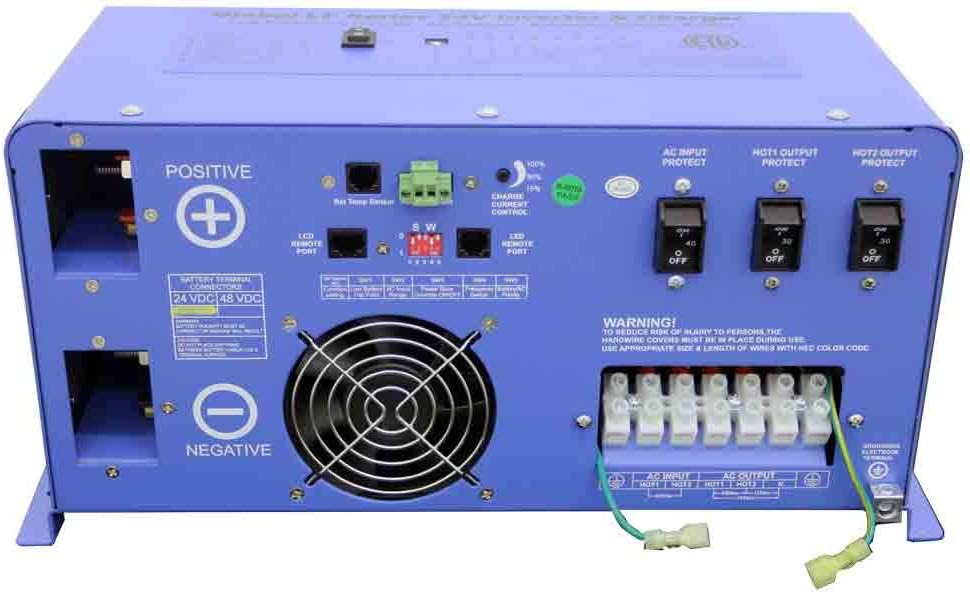 AIMS Power 4000 W / 12000W Peak Pure Sine Inverter Charger 24Vdc/240Vac Input to 120/240Vac Split Phase Output UL 458/1012/1741 CSA
