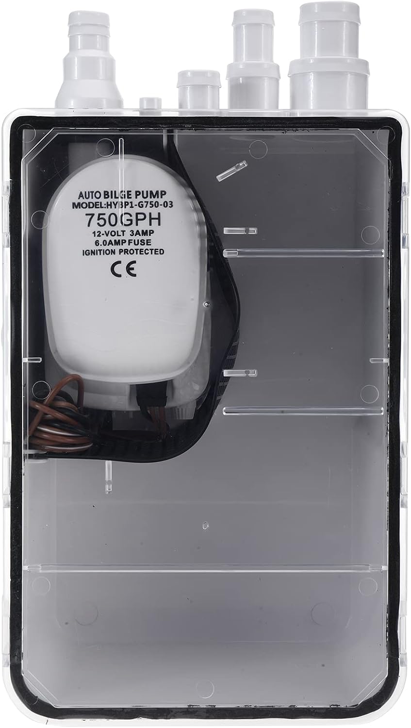 Erfo 12V 750GPH Shower Sump Pump System,Multi-Port Inlet Marine Boat Shower Sump Pump Drain Kit Pack of 2