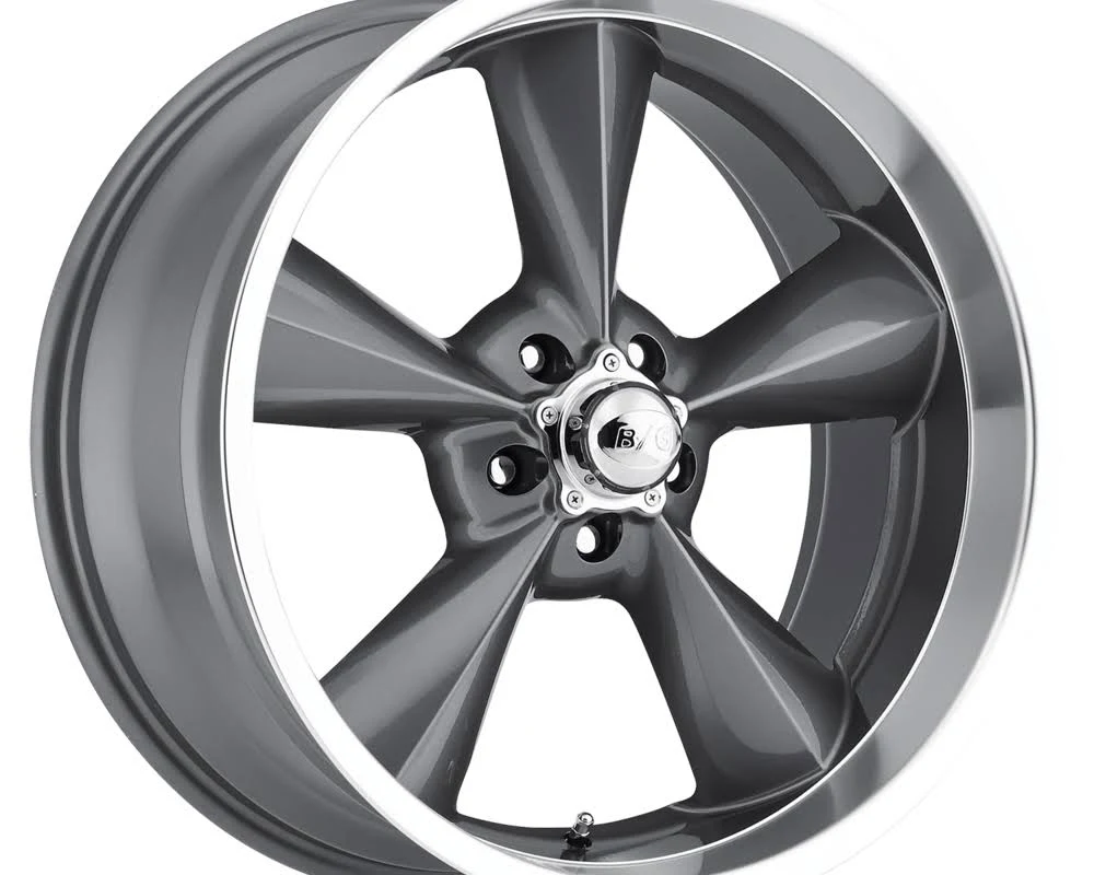 BG Rod Works Wheels Old School Wheel 15x8 5x114.3 0mm Gun Metal Machined Lip