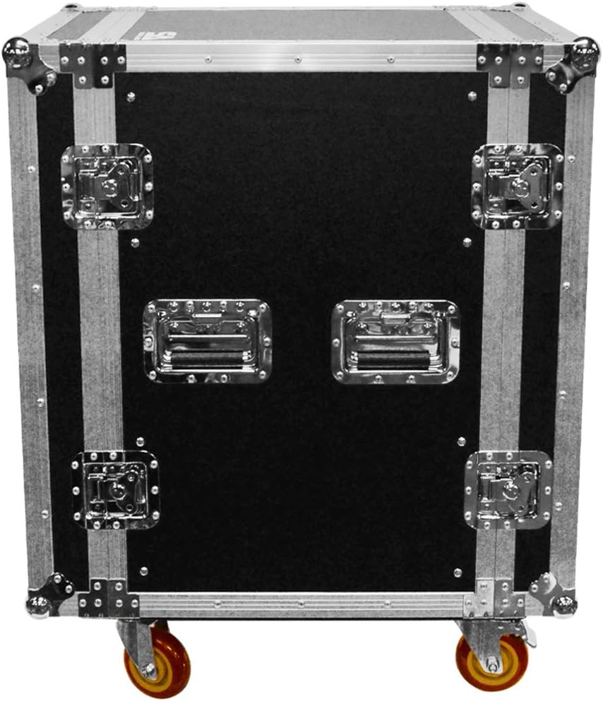 Seismic Audio - SATAC16U - Heavy Duty 16 Space ATA Rack Case with 4 Inch Casters - Pro Audio DJ Rack - 16U Server Network Case