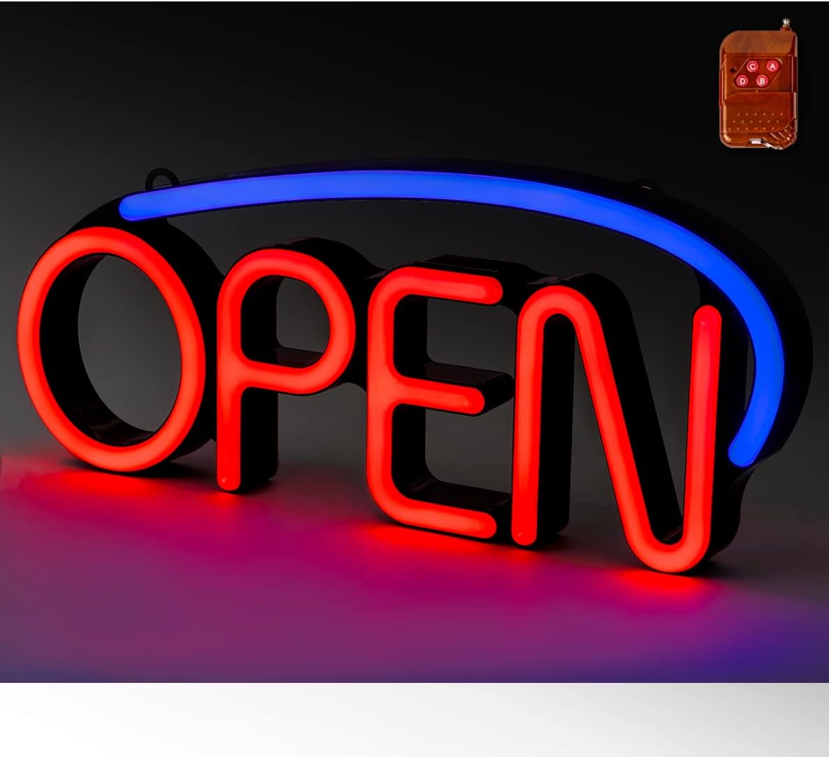 Ultima LED Neon Open Sign for Business: Premium Lighted Sign Open with 2 Modes, Adjustable Flashing Speed, and Remote Control – Indoor Electric Light Up Signs for Stores (22.5 x 9.5 in, Model 6) Pack of 2