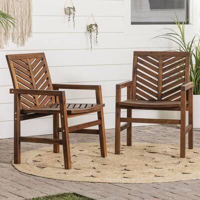 Artidiello Acacia Patio Dining Armchair Winston Porter Color: Dark Brown