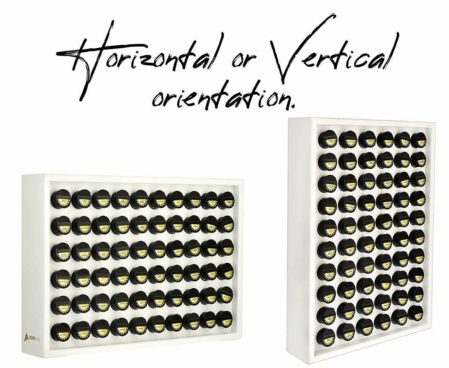 AdirChef White Wood 60 Jar Spice Rack with Jars