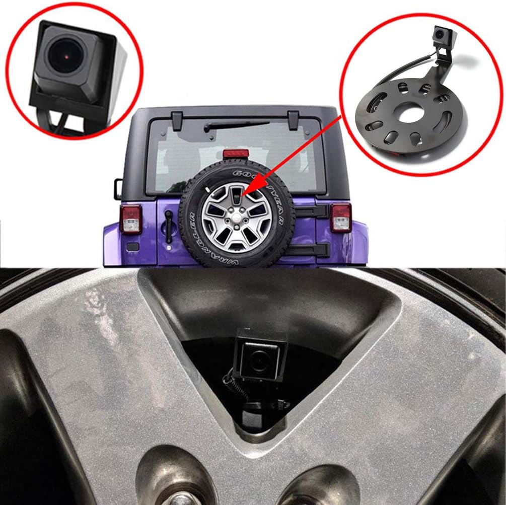 EWAY Backup Rear View Spare Tire Mount Camera for Jeep Wrangler 2007-2018 with 4.3