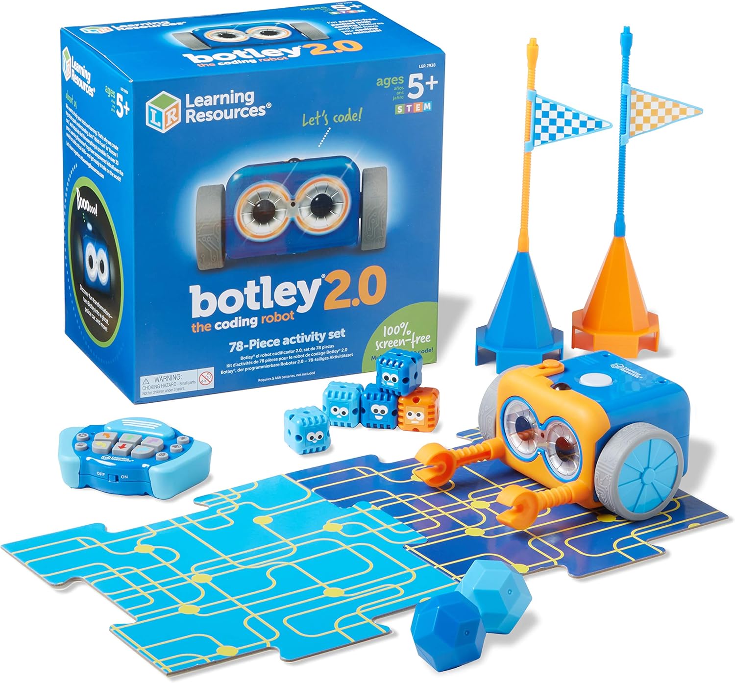 Learning Resources Botley the Coding Robot 2.0 Activity Set, Coding Robot for Kids, STEM Toy, Early Programming, Coding Games for Kids, 78 pieces, Ages 5+