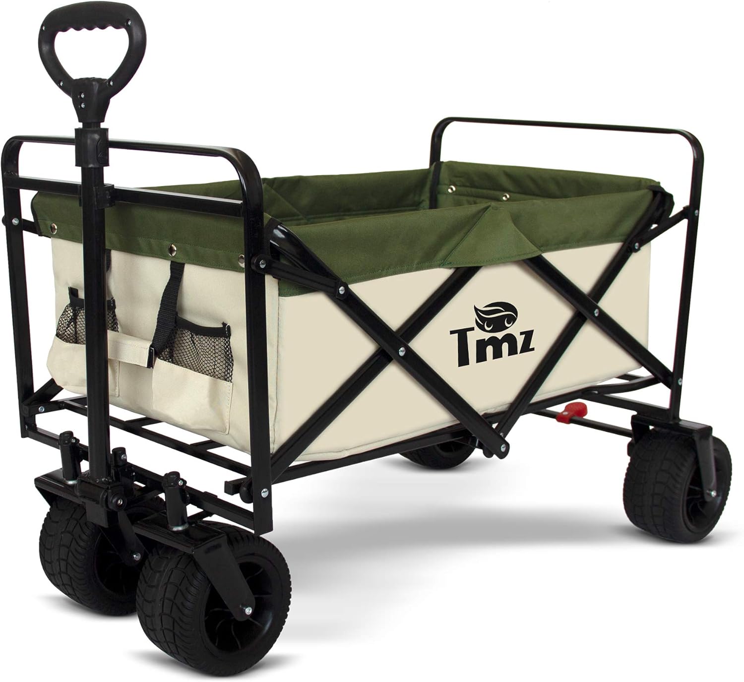 TMZ All Terrain Utility Folding Wagon, Collapsible Garden Cart, Heavy Duty Beach Wagon, for Shopping and Outdoor Activities