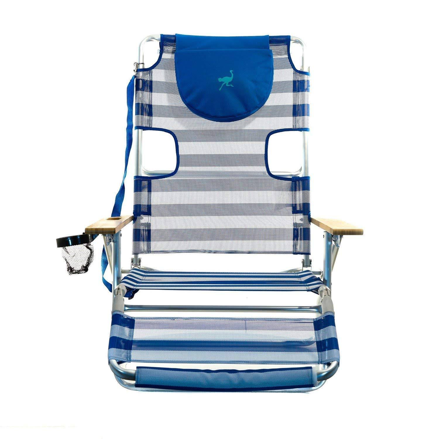 Ostrich Striped 3-in-1 Lounge Beach Chair Blue/White - Deltess