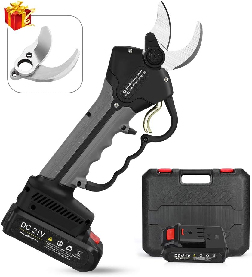 Seesii Professional Cordless Electric Pruning Shears with 2PCS Backup 21V 2Ah Lithium Battery Powered Tree Branch Pruner,1.38 Inch Adjustable Cutting Diameter,Portable Case