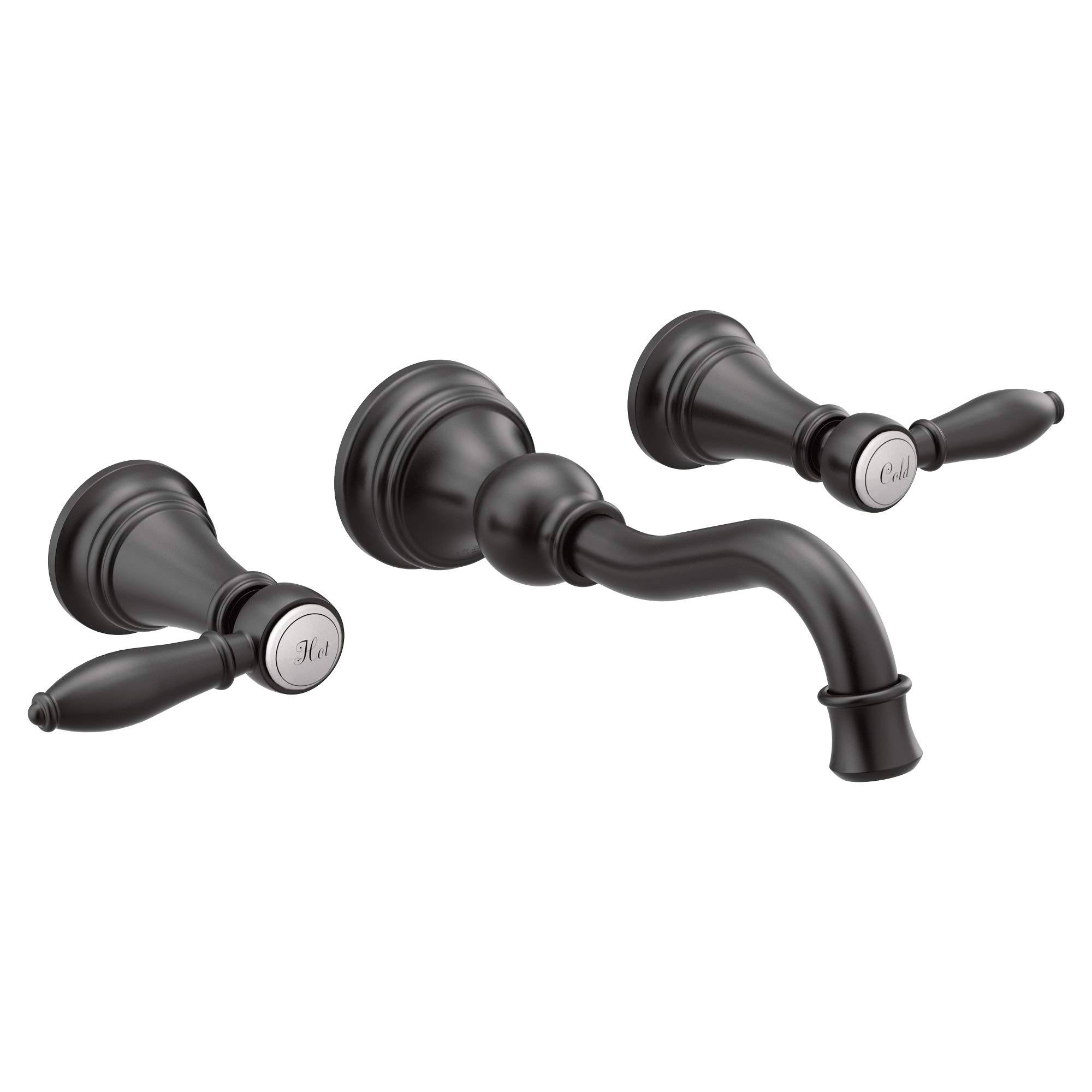 Moen TS42106BL Weymouth Matte Black Two-Handle Wall Mount Bathroom Faucet