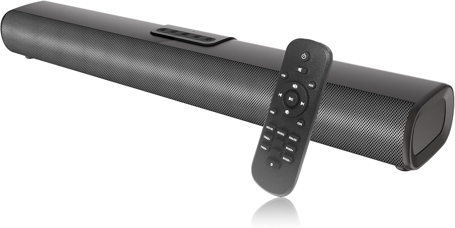 Sound Bars for TV, YOKARTEE Bluetooth TV Soundbar with Subwoofer, Home Audio Sound Bar Speaker for TV, Wireless Surround Sound System for TV/PC/Projector, Remote Control, Optical/AUX/USB/Coax Inputs Pack of 2