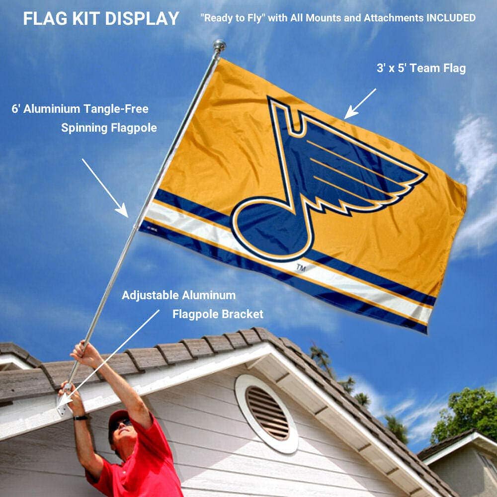WinCraft St. Louis Hockey Gold Flag Pole and Bracket Set