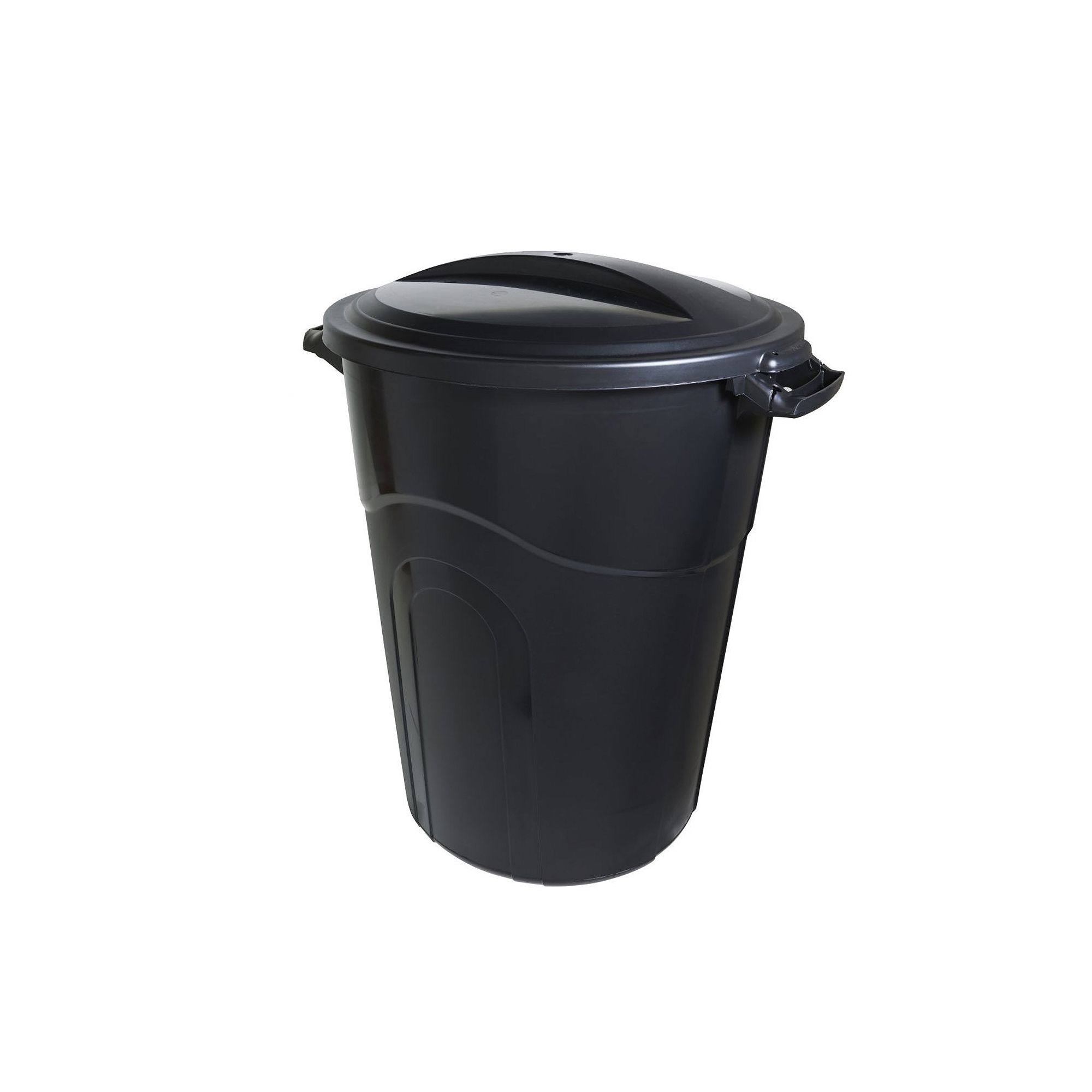 United Solutions Indoor Outdoor 32 gal. Garbage Can w/ Lock Lid, Black (6 Pack)