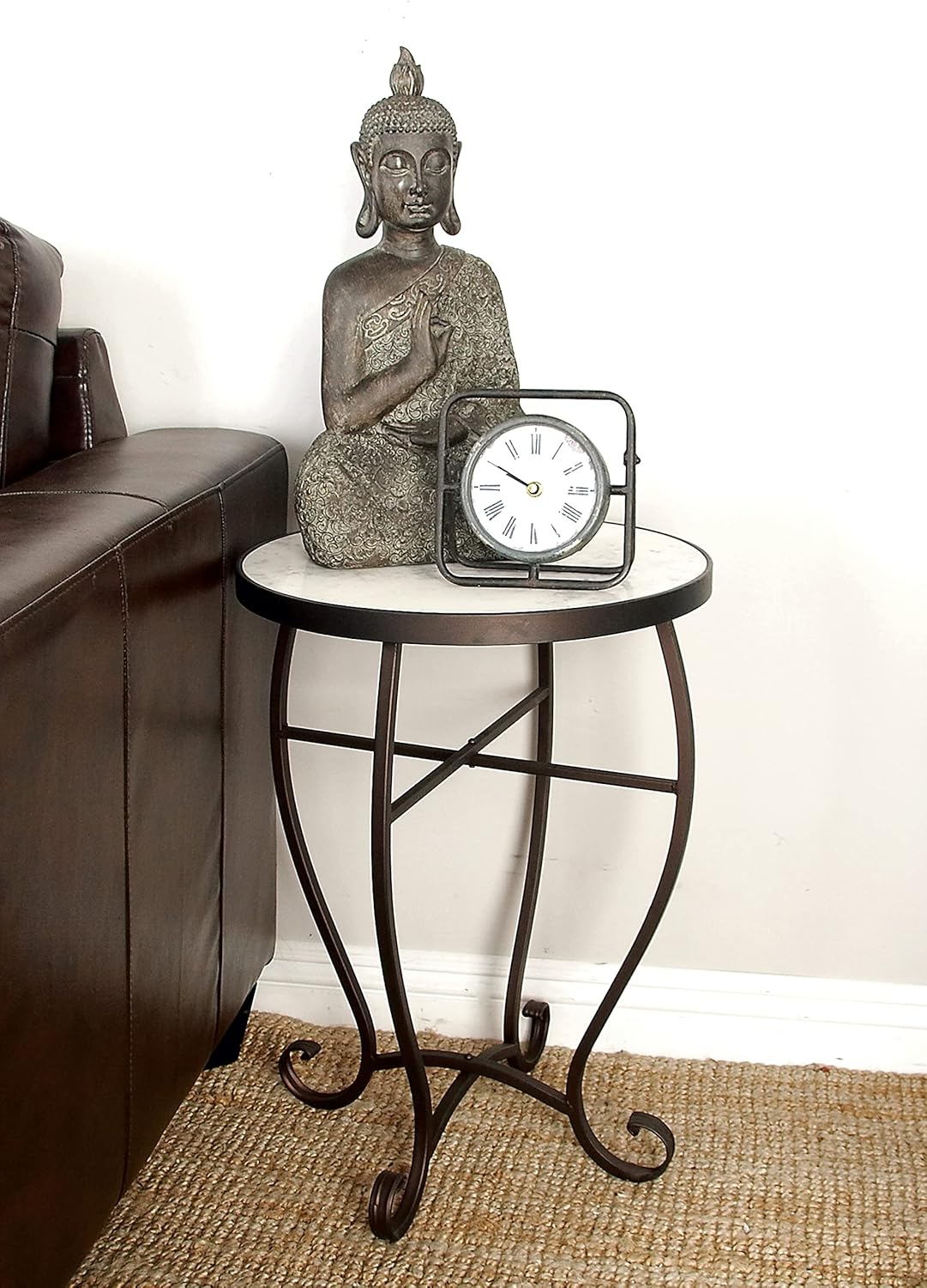 Deco 79 Metal Marble Round Accent Table, 16