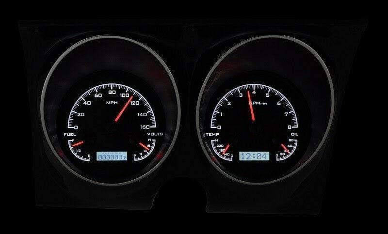 Dakota Digital VHX-67C-CAM-K-W VHX System Black Alloy Style Face White Display Chevrolet Camaro | Firebird 1967-1968
