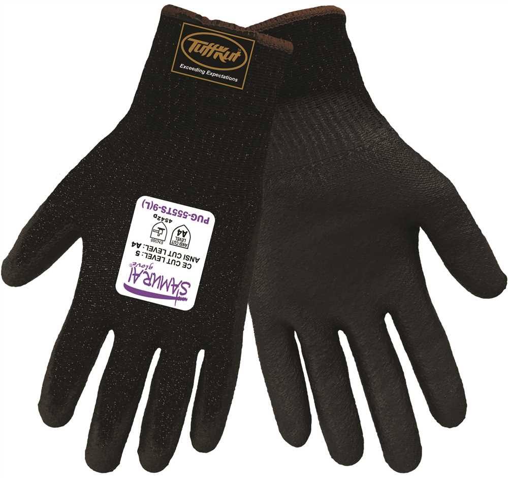 Black TuffKut XL Black Polyurethane Cut-Resistant Gloves - Global Glove u0026 Safety
