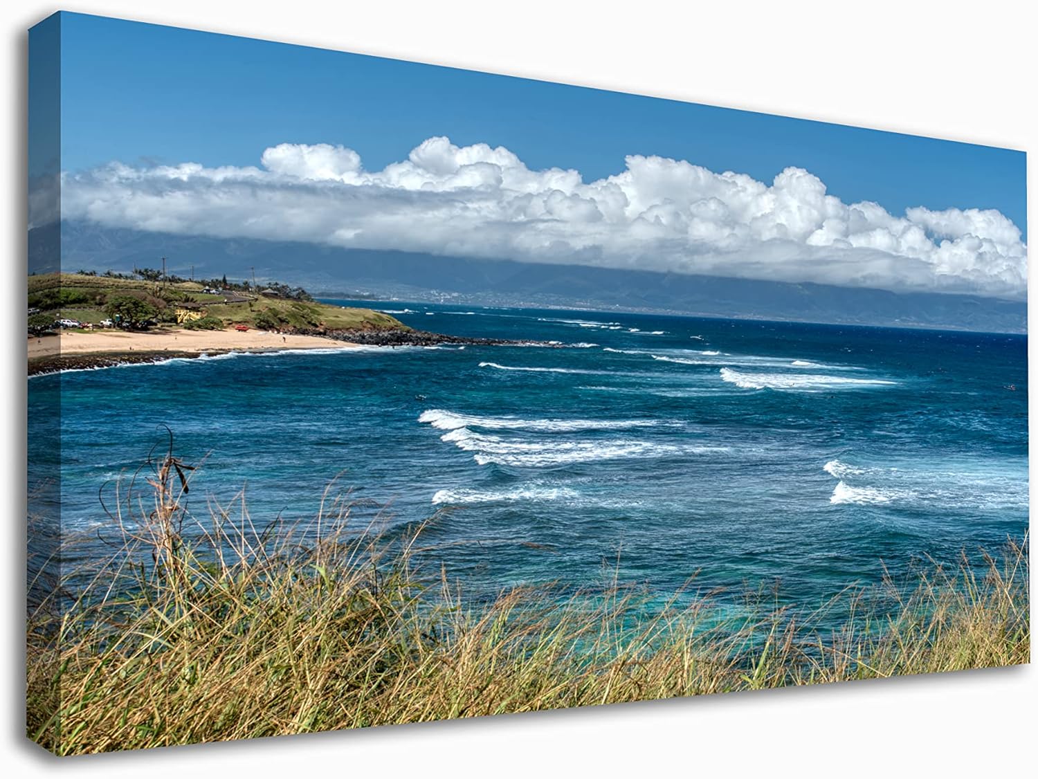 Island Beach-by Changing Creek Photo- Landscape Nature Art for Decorating Living Room, Bed Room, Dining Room, Man Cave, Canvas Picture, Framed Wall Decor Artwork, Original, 3 sizes (24x16) Pack of 2