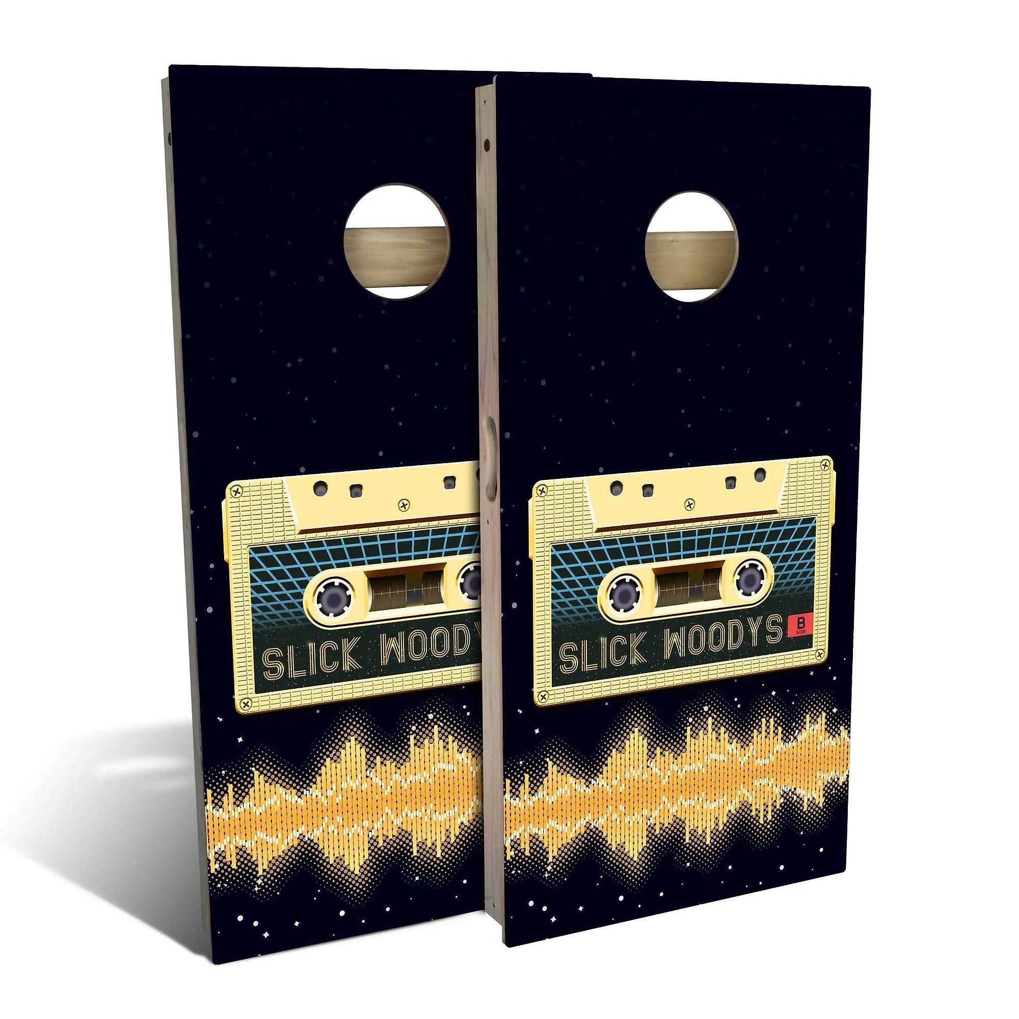 Retro Mixtape Cornhole Board Set - Choose Your Options No Accessories 2x3 Boards (24x22 x 36x22)