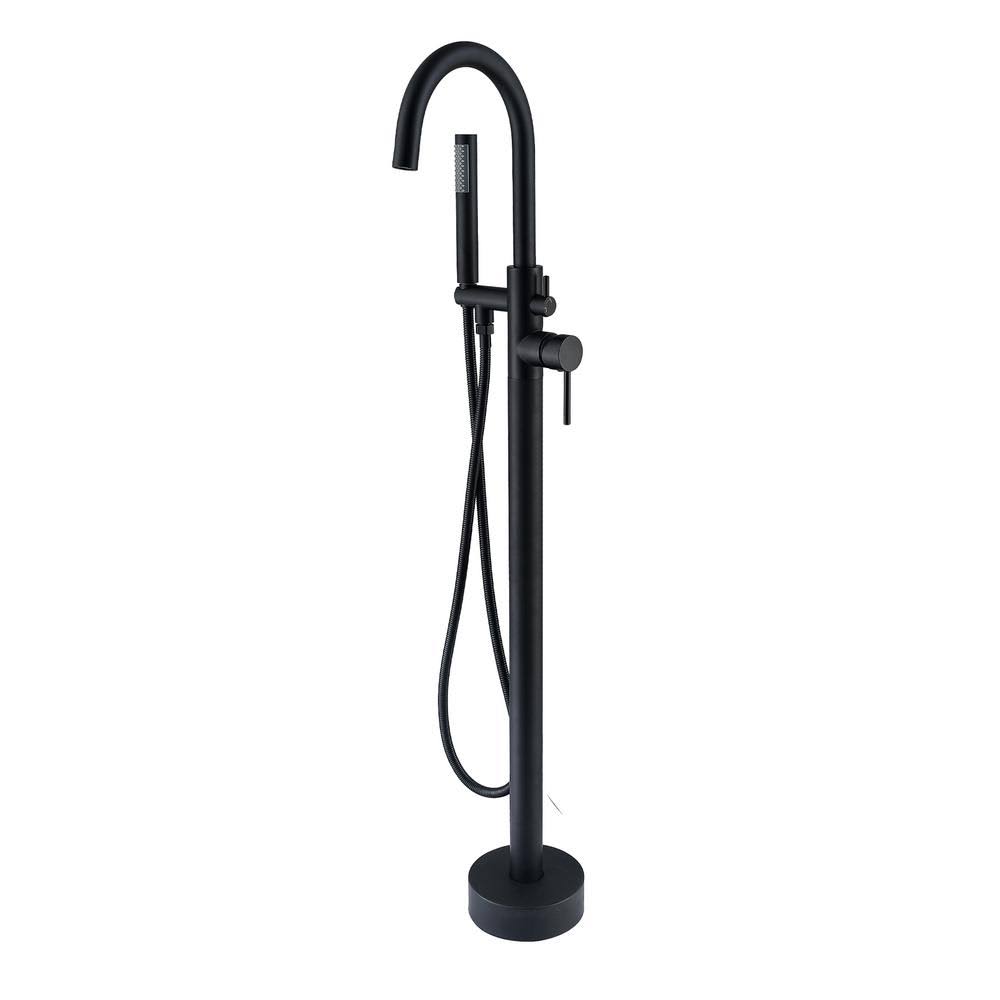 CASAINC Single-Handle Floor Mounted Claw Foot Freestanding Tub Faucet in Matte Black TC08-MB