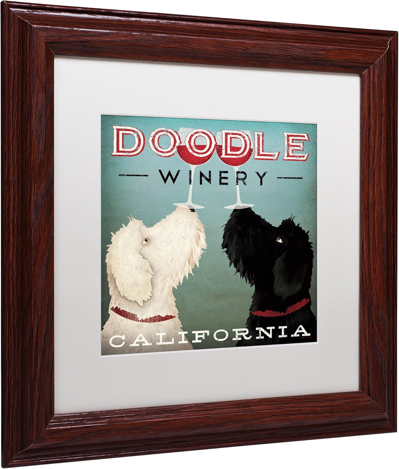 Doodle Wine Artwork by Ryan Fowler Wood Frame, 11 by 11-Inch, White Matte Pack of 2