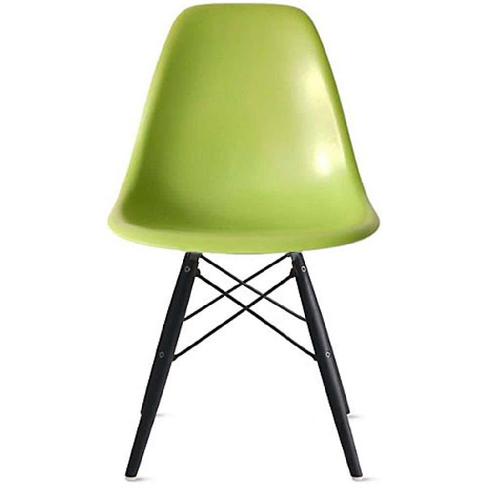 2xhome Designer Plastic Eiffel Chair Dark Black Legs Retro Dining Armless with Back Desk Accent Living Room Side Kitchen - Green