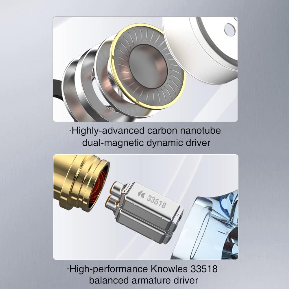 TRN TA2 1DD+2BA Hybrid Drivers Unit HiFi Audio in Ear Earphone Monitor Metal with Detachable Cable IEM Headphone (with Mic, Pink) Pack of 2