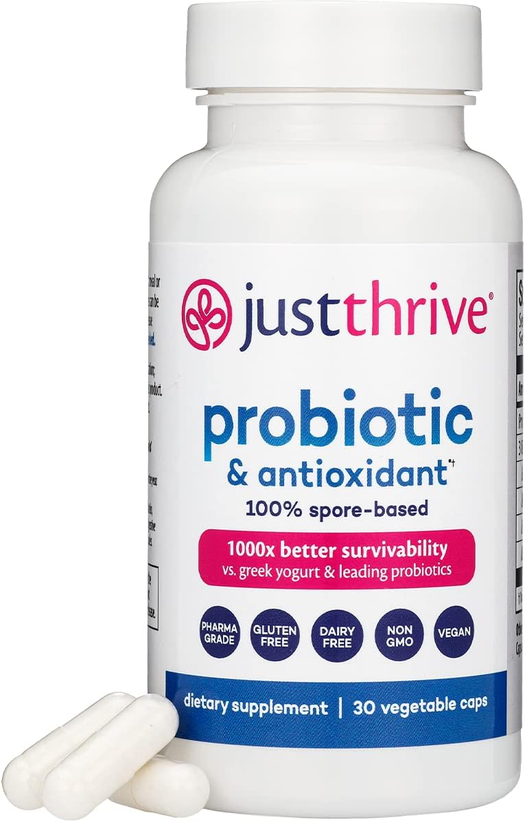 Just Thrive: Probiotic & Antioxidant - Vegan Proprietary Probiotic Blend - 30-Day Supply - 100-Percent Spore-Based Probiotic - 1000x Survivability - Supports Immune and Digestive Health - No Gluten Pack of 2