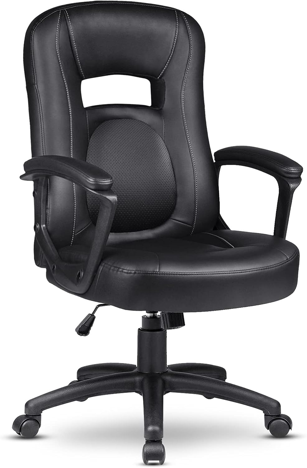 ComHoma Computer Chair, Ergonomic Office Chair, Swivel Desk Chair Height Adjustable, Computer Chair with Thick Padded Armrests (Mid Back Black)