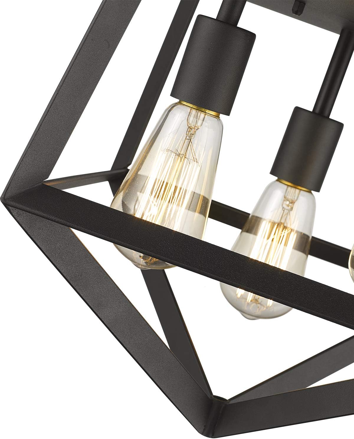 Zeyu Flush Mount Ceiling Light, 3-Light Industrial Ceiling Light Fixture 11 inch, Black Finish and Metal Shade, ZD19-F3