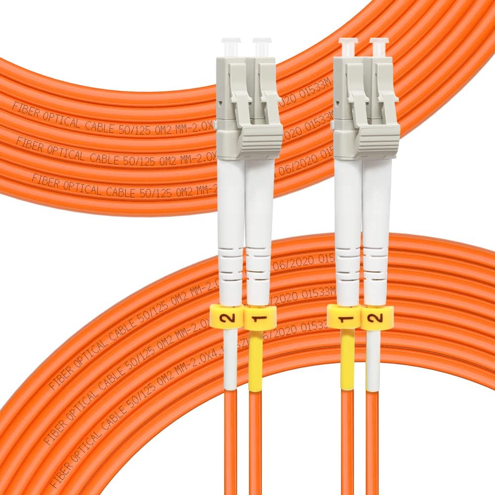 FLYPROFiber LC to LC Fiber Patch Cable OM3 30M, 10GB Duplex LC-LC 50/125um Multimode Fiber Optic Cable Cord LSZH-30Meter(98ft) Pack of 2