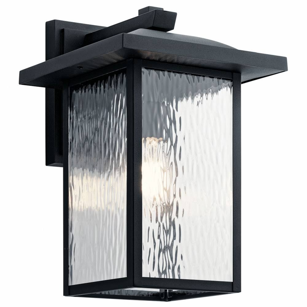 One Light X-Large Outdoor Wall Lantern Textured Black Finish with Clear Water Glass - 147-BEL-2748961 - Bailey Street Home