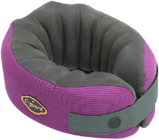 C-guard Neck Pillow - Comfortable Neck Supporter - Ergonomic Structure: Back Supporting Pillars, Vertical Air Channels, Body-Fit Container - Trip, Office - Purple (M)